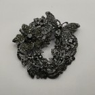 Vintage Floral Butterfly Rhinestone Brooch Pin Jewelry