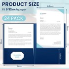 24 Pcs 9  X 12  Plastic Presentation Folders Blue Folder With 2 Pockets Lette   