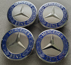 Set Of 4 75mm Wheel Center Rim Caps Hubcaps For Mercedes-benz Amg Blue Wreath