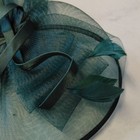 Women   s Green black Mesh Fascinator Headpiece  Solid Bow   Feather Accents