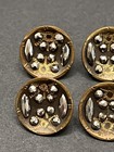 Antique Vintage Set Of 6 Brass Cup With Cut Steels Buttons - 1 2   jk4 