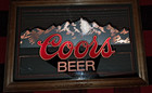 Vintage 1984 Coors Beer Lighted Mirror Sign In Oak Frame 17  X 25  21v   Dimmer