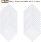 20 Pcs Cotton Handkerchiefs  White Men s Handkerchiefs   Pocket Squares  Large H