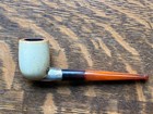 Cased Meerschaum Billiard Pipe - Amber Stem 1910 s
