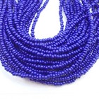 28  Strand Indigo Cobalt Blue Glass Seed Trade Beads Vintage Czech African