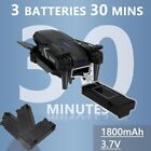 Rc Drone With Hd Dual Camera Wifi Fpv Foldable Quadcopter   3 Battery - Black