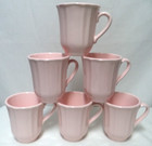 Mug Cup Set 6 Pastel Pink Micro Dish Safe Made In Portugal Ribbed Ceramic