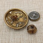 Vtg Brass Button Lot Openwork Mesh Domed Leaves Flower Petals Art Nouveau