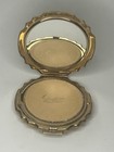 1950s Stratton Powder Compact Marbled Jade Green Enamel Finish   Gold Tone Trim