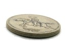 Vintage Wooden Nickel Token Cavalry Soldier On Horseback W  Saber Advertising