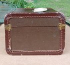 Canvas Covered Hard Brown Travel Train Case Leather Handle No Key  Worn Vtgdecor