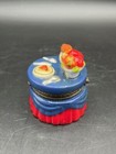 Round Hinged Trinket Box Tabletop Dinner Place Setting - Vintage