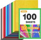 100 Sheets 8 5  X 11  Glitter Cardstock 50 Assorted Colors 250gsm 92lb Glitte   