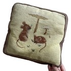 Vtg  Pillow Needlepoint Mouse Mushroom Handmade Brown Cross Stitch 11   