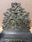 Vintage Ornate Brass Cherub Double Inkwell Desk Set Letter Holder W  Hinged Lids