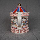 Sadler Edwardian Entertainments Carousel Teapot Staffordshire England Gold Trim