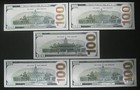 5 New Style Silver White Gold Blue Stipe 100 Dollar Novelty Bill Sharp Free Ship