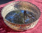 Vtg Mirror Vanity Perfume Tray Oval Filigree Gold Tone Hollywood Regency