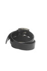 Prada Womens Leather Silver Tone Buckle Belt Solid Black Size 30