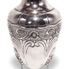 Art Nouveau Antique Plated Vase - Engraved Handmade Metal Flower Vase With Embos