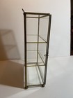 Vintage Brass Glass Mirror Curio Display Cabinet Shelves Wall Mount Table Top