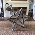 Vintage Moravian     Star Glass Lantern  13    Metal Hanging Three Dimension Star