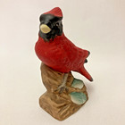 Vintage Red Cardinal Bird  Hand-painted Porcelain Figurine 4 5  On Tree Branch