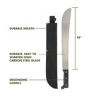 Ozark Trail 18  Machete With Sheath  Model 5052