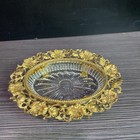 Vintage Matson Hollywood Regency Gold And Cut Glass Floral Soap Dish 6 