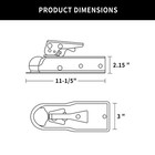 Metoware Straight Trailer Coupler For 3  Channel  2  2 x3 trailer 