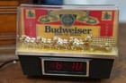 Vintage Budweiser Clydesdales Lighted Beer Sign Clock Horse Wagon Advertising