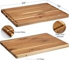 Extra Large Acacia Wood Cutting Board For Kitchen With Juice Slot 24  X 18 