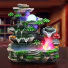 Indoor Water Fountain With Led And Mist Resin Rockery Fengshui Tabletop Decor Us