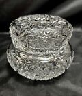 Large Antique American Brilliant Period Cut Crystal Lidded Powder   Vanity Jar