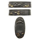 Fuchi   Kashira Waterfowl Shakudo Japanese Antique Sword Fitting Samurai Katana