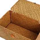 Rectangular Handwoven Seagrass Storage Basket With Lid For Shelves And Home O   