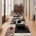 Rustic Lodge Runner Rug  western Country Bear Elk Deer Wildlife Log 2x7ft 3