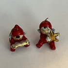 Vtg Christmas Baby Angel Elves Pixies Ceramic Figure Red Pajamas Star Book Japan