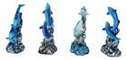 Pack Of 4 Marine Sea Blue Dolphins Swimming By Waves And Coral Reef Figurines