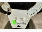 Crystal Co Butterfly Multi-strand White Pearl Necklace   Earrings Set Silver