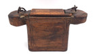 Rustic Antique Oil Purse Pot Box Hardwood Handcarved Single Block Iron Handle