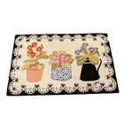 Claire Murray Potted Primroses Hand Hooked Wool Rug 24    X 37    Ivory black Vgc
