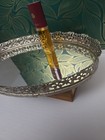 Vintage Oval Vanity Mirror Perfume Tray Silver Tone 13x8