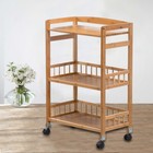 3 Tier Kitchen Serving Cart Bar Food Storage Organizer Rack Home Bamboo Trolley
