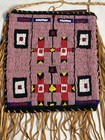 Vtg Multi Color Beaded Fringe Native American Indian Leather Bag New
