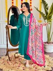 Indian Pakistani Designer Salwar Kameez Women Party Wear Kurti Pant Dupatta Set