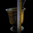 Antique Large Islamic Safavid Bronze Herbs Bowl With Silver Inlaid