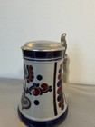 Traditional German Beer Stein - Bavarian Style Mug Pewter Lid Antique With Stamp