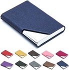 Women Men Pocket Business Card Case Steel Leather Credit Id Card Holder Wallet