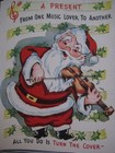 Unused 1950s Vintage Greeting Card Novo Laugh Christmas Santa W  Violin  Whiskey
